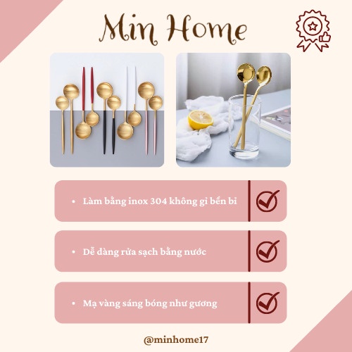 Thìa Vàng Sang Chảnh Hàn Quốc Chất Lượng Cao Loại To.