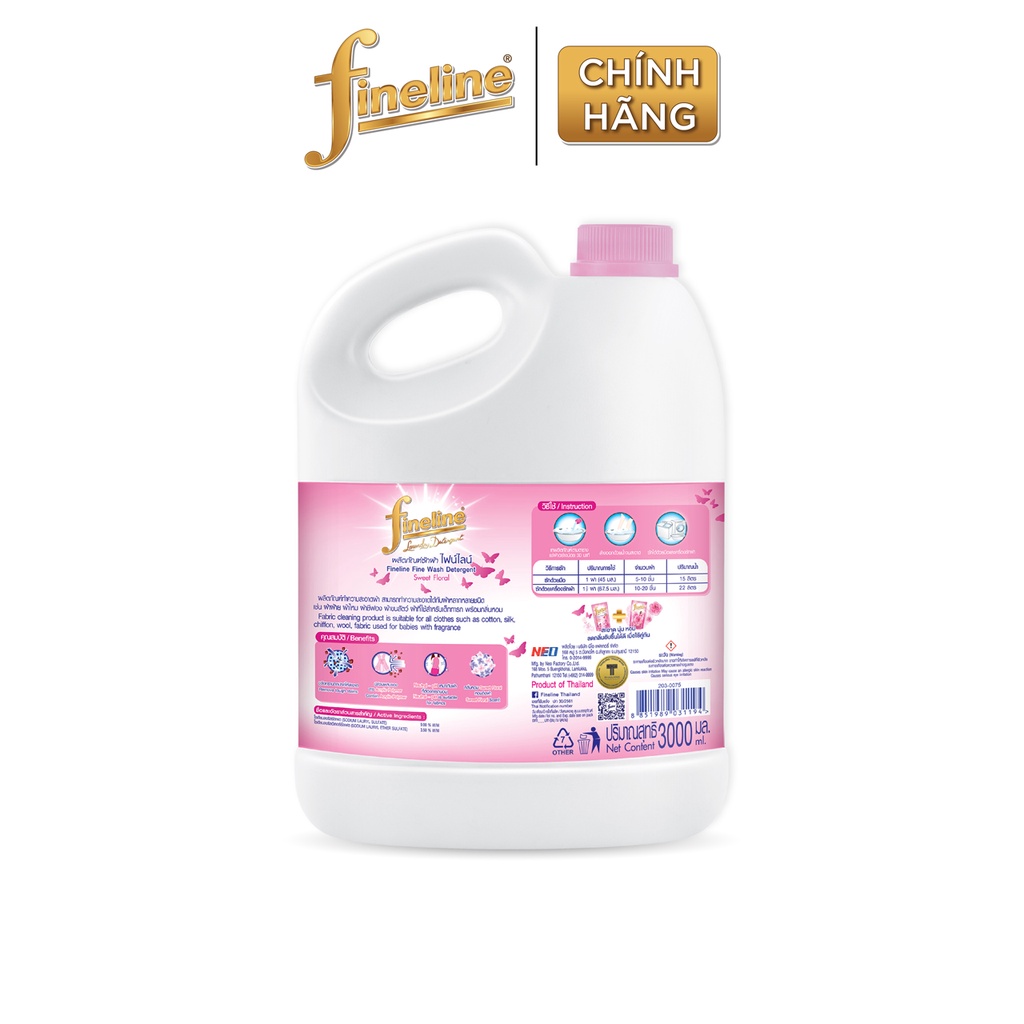 Nước Giặt Fineline Sweet Floral (Hồng) Can 3000 ml.