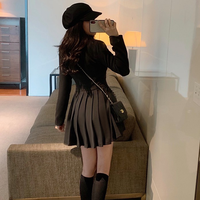 (SẴN ĐEN S, M) ĐẦM VEST TÔN DÁNG XẾP LI ULZZANG (ảnh thật cuối) | BigBuy360 - bigbuy360.vn