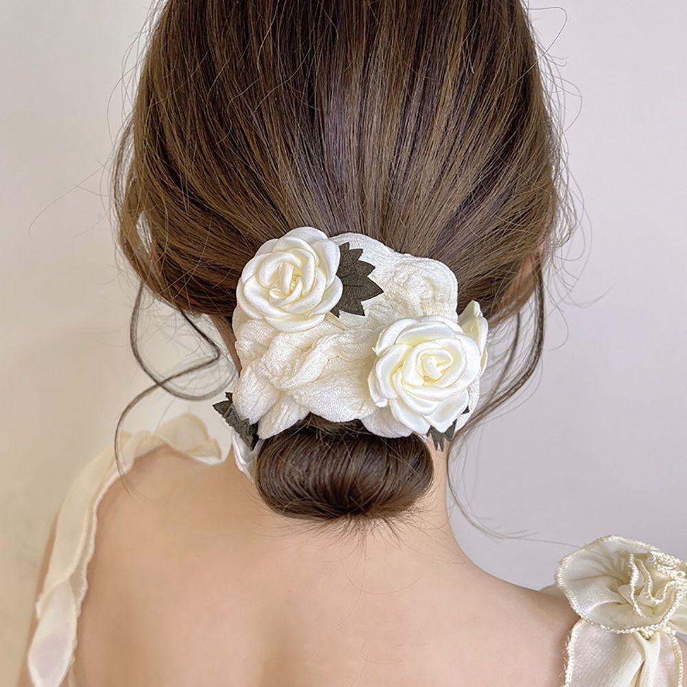 Dây Cột Tóc Scrunchies In Họa Tiết Hoa Dễ Thương Thời Trang Cho Nữ