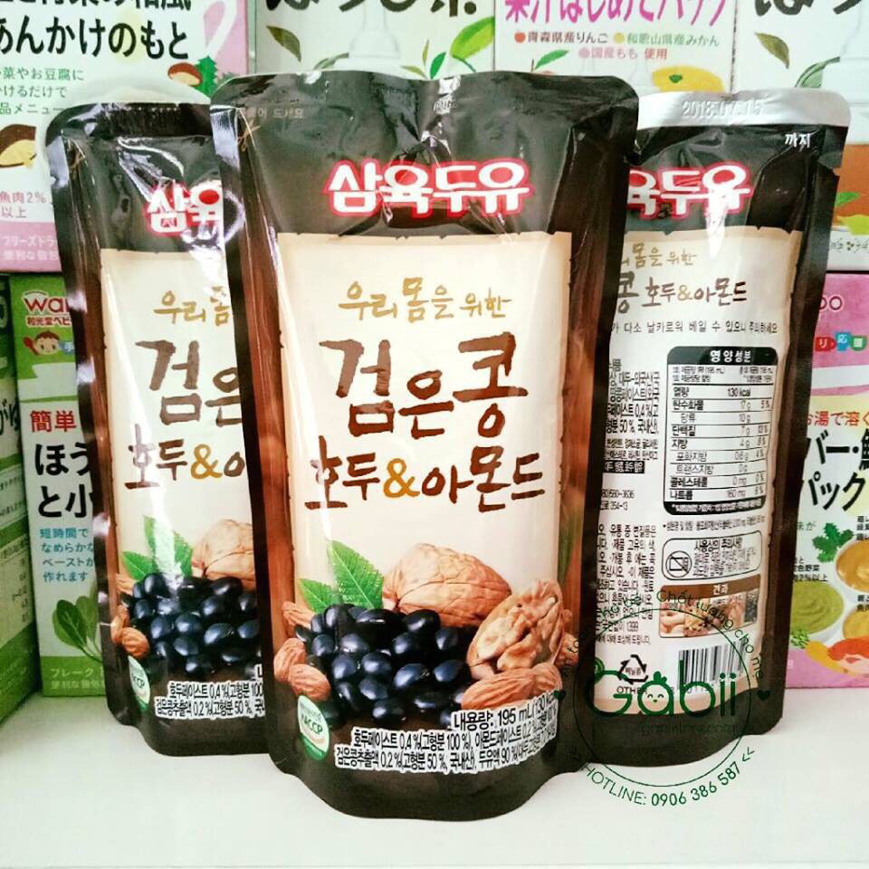Sữa Óc Chó Đậu Đen Hạnh Nhân Sahmyook Foods Hàn Quốc, Hộp 20 gói *195ml