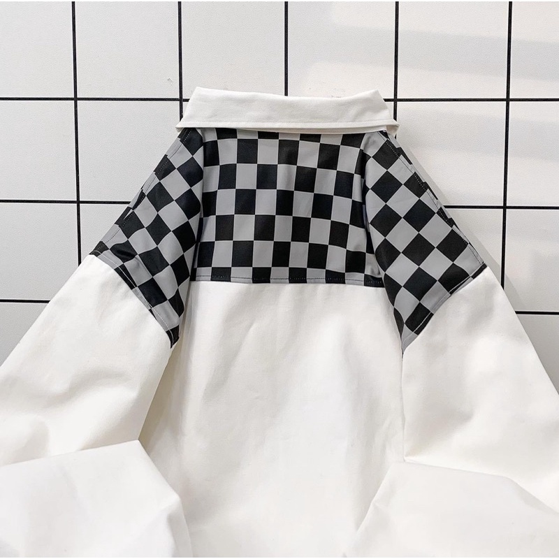 Áo Khoác Kaki CARO Jacket màu ĐEN/TRẮNG Form Rộng Vải Kaki Dày Dặn Phong Cách Ulzzang Unisex  Nam nữ unisex  Jaystoree