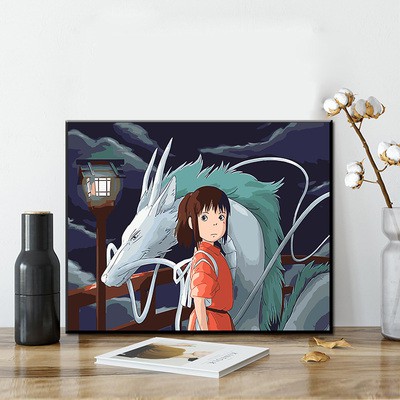 [ORDER-Sẵn mẫu 2,10]Tranh sơn dầu số hóa hình Spirited Away Vùng đất linh hồn