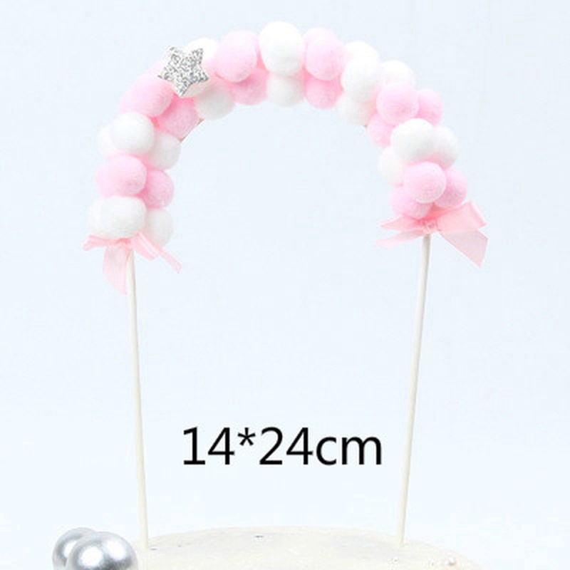 Set 5 Phụ Kiện Trang Trí Bánh Kem Hình Cầu Vồng / Trái Tim Xinh Xắn