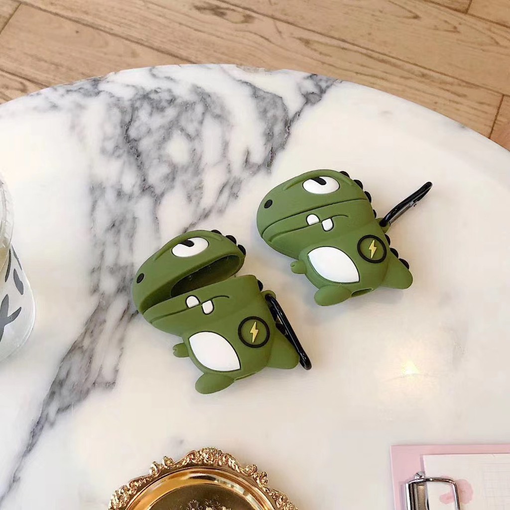 Vỏ bảo vệ hộp đựng tai nghe hình chú khủng long dễ thương thích hợp cho Airpods 1 / 2 Pro airpods 3