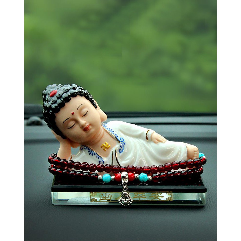 Tượng phật nằm trang trí xe ôtô, xe hơi đẹp (tặng kèm tràng vòng và đế )