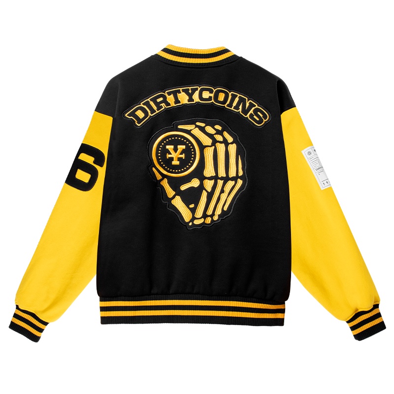 Áo khoác DirtyCoins Embroidered Varsity Jacket - Yellow/Black