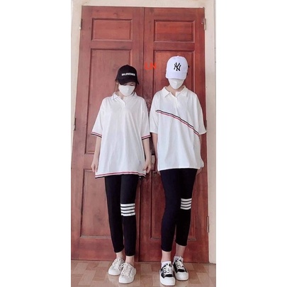Sét áo polo viền chéo + quần legging viền LN12