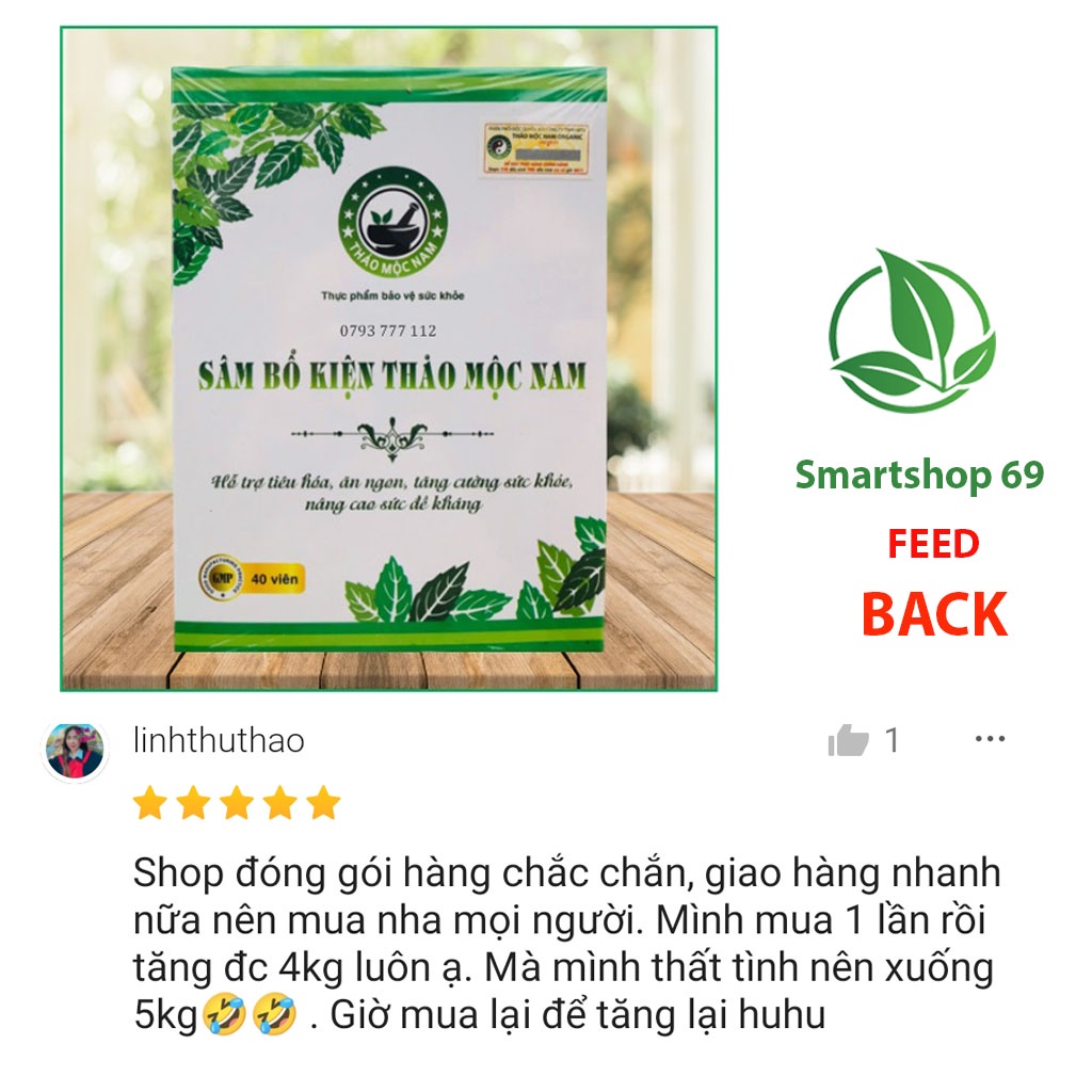 Mẫu mới  Sâm Bổ Kiện Thảo Mộc Nam hộp 40 viên tặng kèm gói Protein Bổ Dưỡng hỗ trợ hệ tiêu hóa, tăng cân hiệu quả