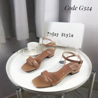 Sandal Nữ 2 Phân Quai Ngang Chất Da Bóng Mới 2020