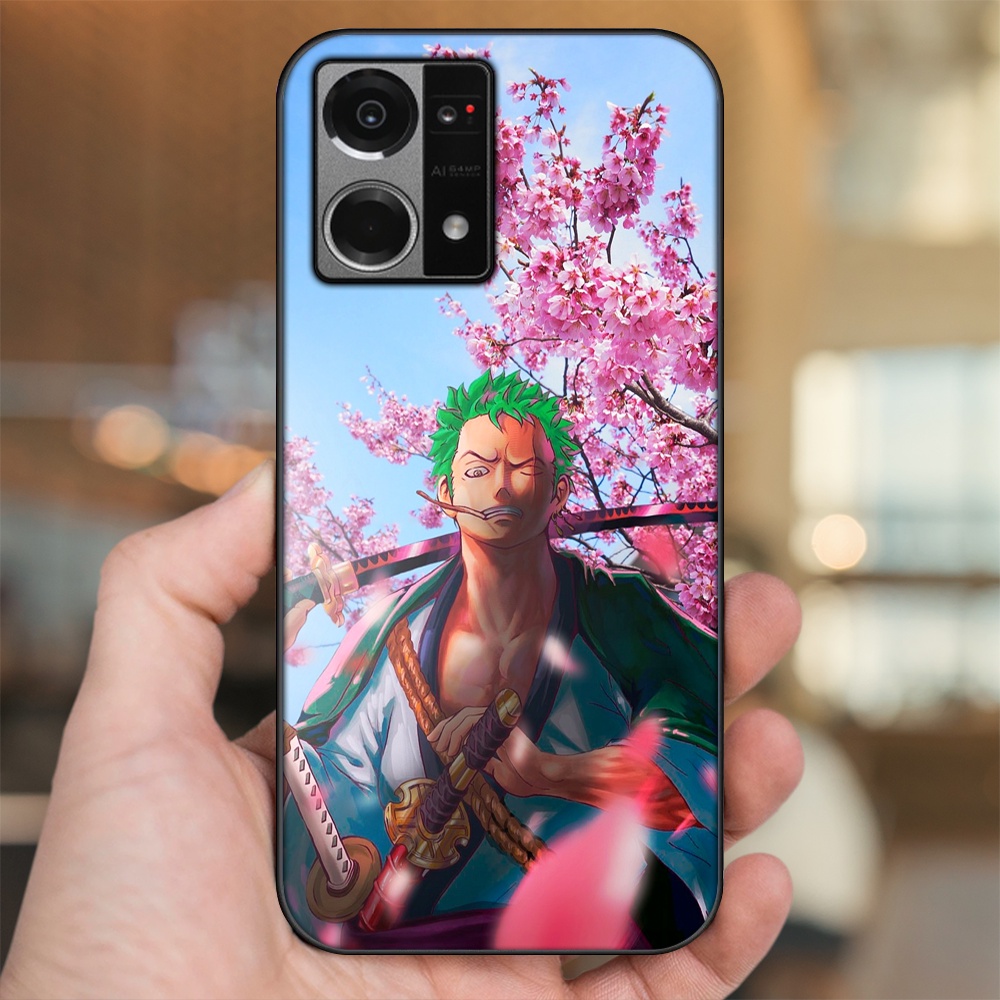 Ốp lưng Oppo Reno 7 4G viền đen in hình Zoro One Piece