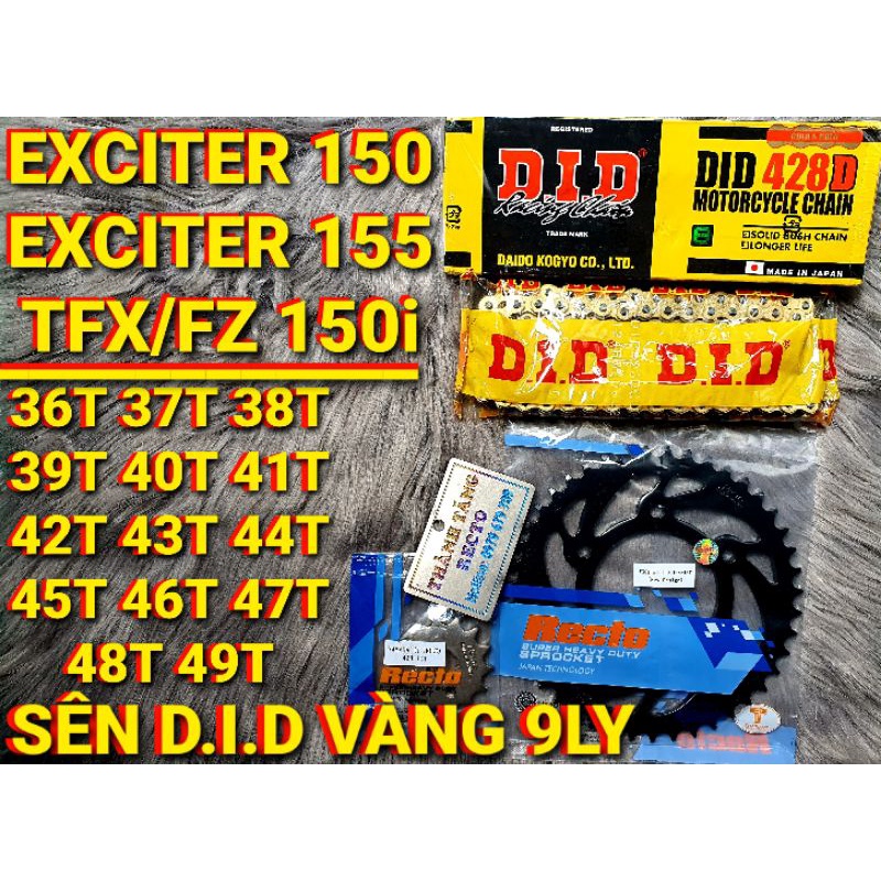 NHÔNG SÊN DĨA EXCITER 150/EXCITER 155/FZ 150/TFX 150/SÊN VÀNG DID 9LY NHẬT CHÍNH HÃNG