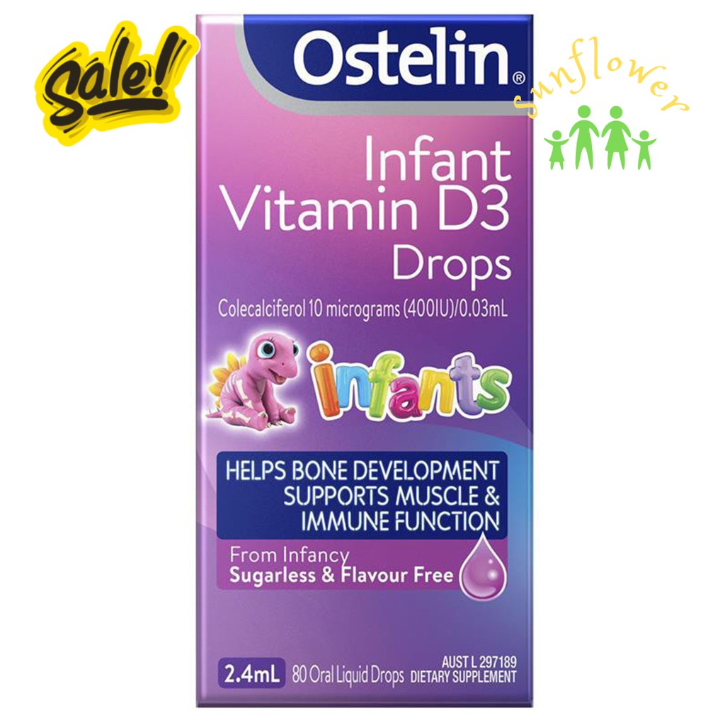 Vitamin D3 dạng giọt dành cho bé từ sơ sinh Ostelin Infant Vitamin D3 drops 2.4ml của Úc