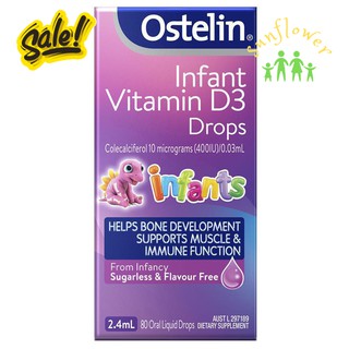 Vitamin D3 dạng giọt dành cho bé từ sơ sinh Ostelin Infant Vitamin D3 drops 2.4ml của Úc