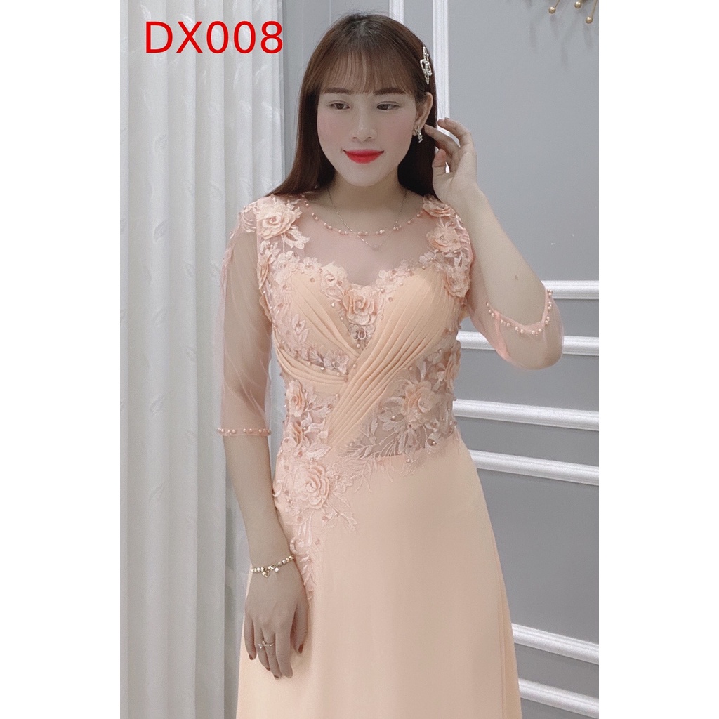 Đầm Nữ Thiết Kế Dạ Hội Đính Hoa Cao Cấp - Váy Đầm Trung Niên 2022 - DX008