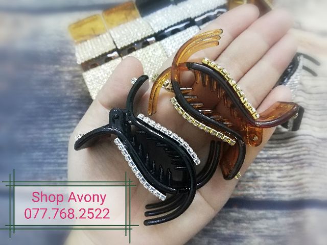 Kẹp tóc càng cua 5 răng đính xoàn
