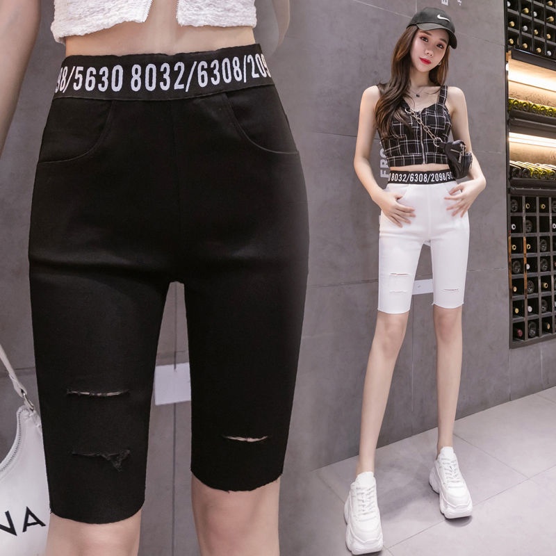 Quần Short Denim In Chữ Thời Trang Năng Động 165474 Quần Dài Nữ Bó Sát Thời Trang Quyến Rũ