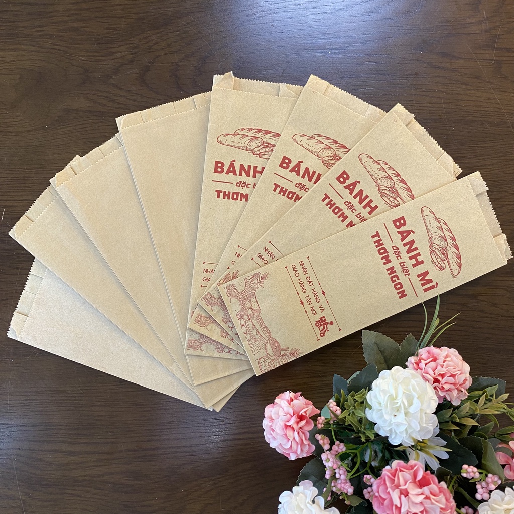 285đ/túi Combo 1000 túi bánh mì trơn 9.5x4x25cm giấy kraft siêu đẹp + tiêu chuẩn an toàn thực phẩm