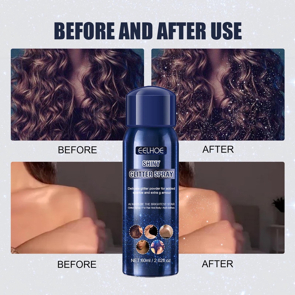 Chai Xịt Kim Tuyến 60ml Sáng Da An Toàn Trang Điểm Tiệc Halloween