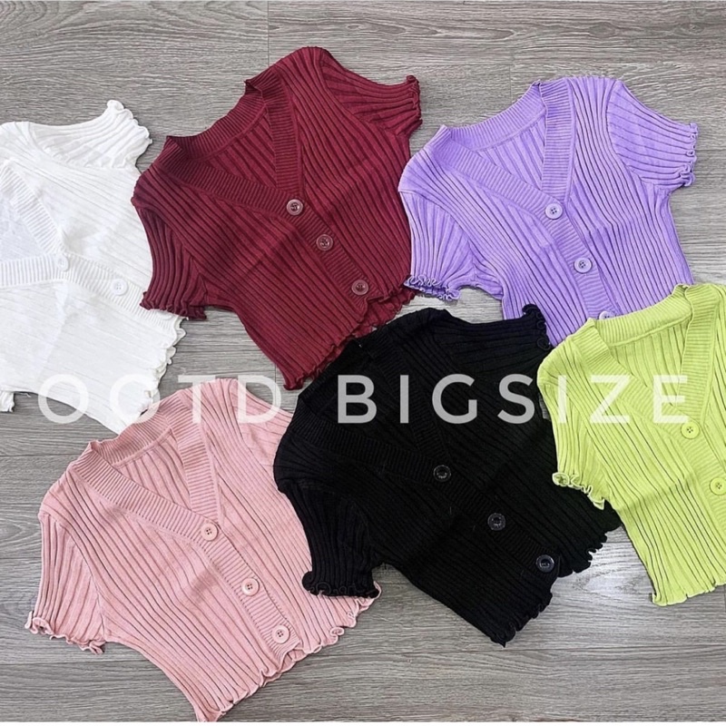 Áo croptop bigsize len dệt cúc lớn