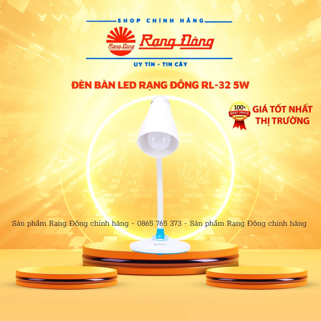 Đèn học để bàn Rạng Đông chống cận, đèn bàn RL-32 - 5W, gọn nhẹ, tốt cho mắt bé