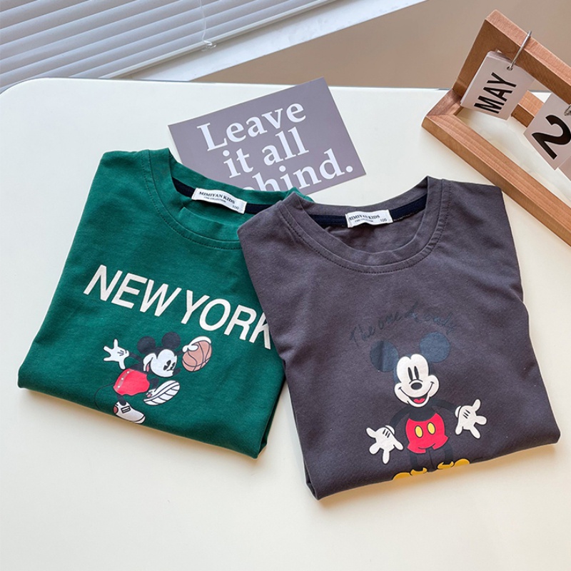 Áo Thun Tay Ngắn Cổ Tròn In Họa Tiết Hoạt Hình Phong Cách Phương Tây Thời Trang Mù