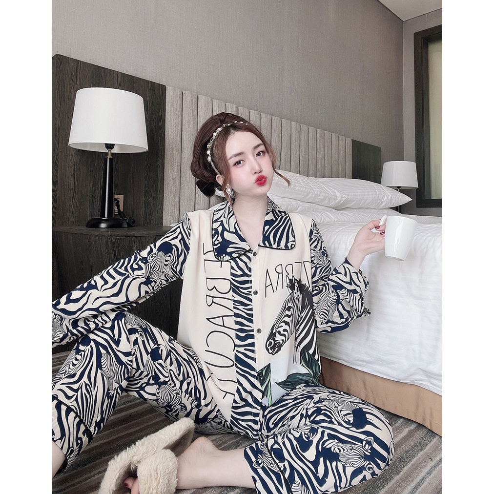 sét đồ bộ mặc nhà nữ thiết kế hot nhất hiện nay, pijama nữ tay dài quần dài lụa mango latin satin lụa xịn, đồ ngủ giá rẻ