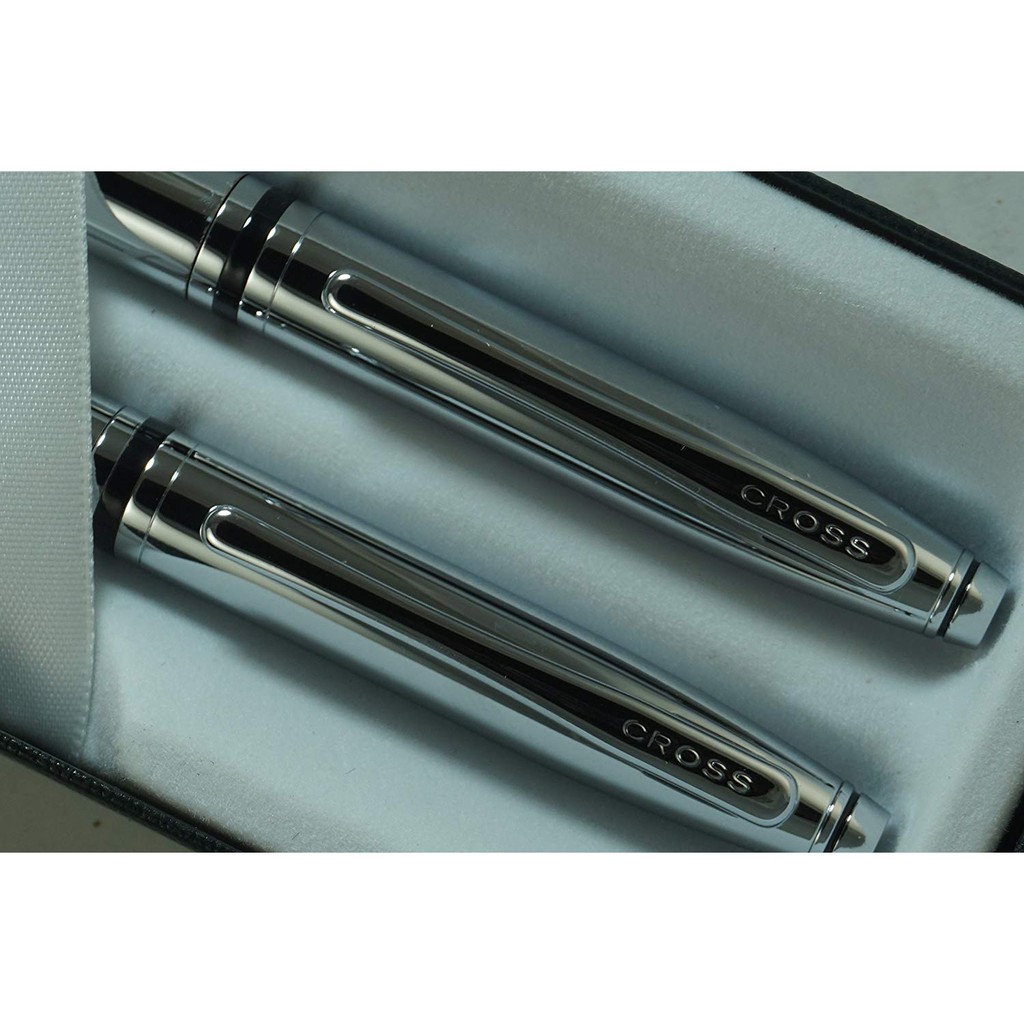 Cặp bút viết cao cấp chính hãng nhập từ Mỹ Cross Avitar Chrome: viết bi + viết chì  làm quà tặng