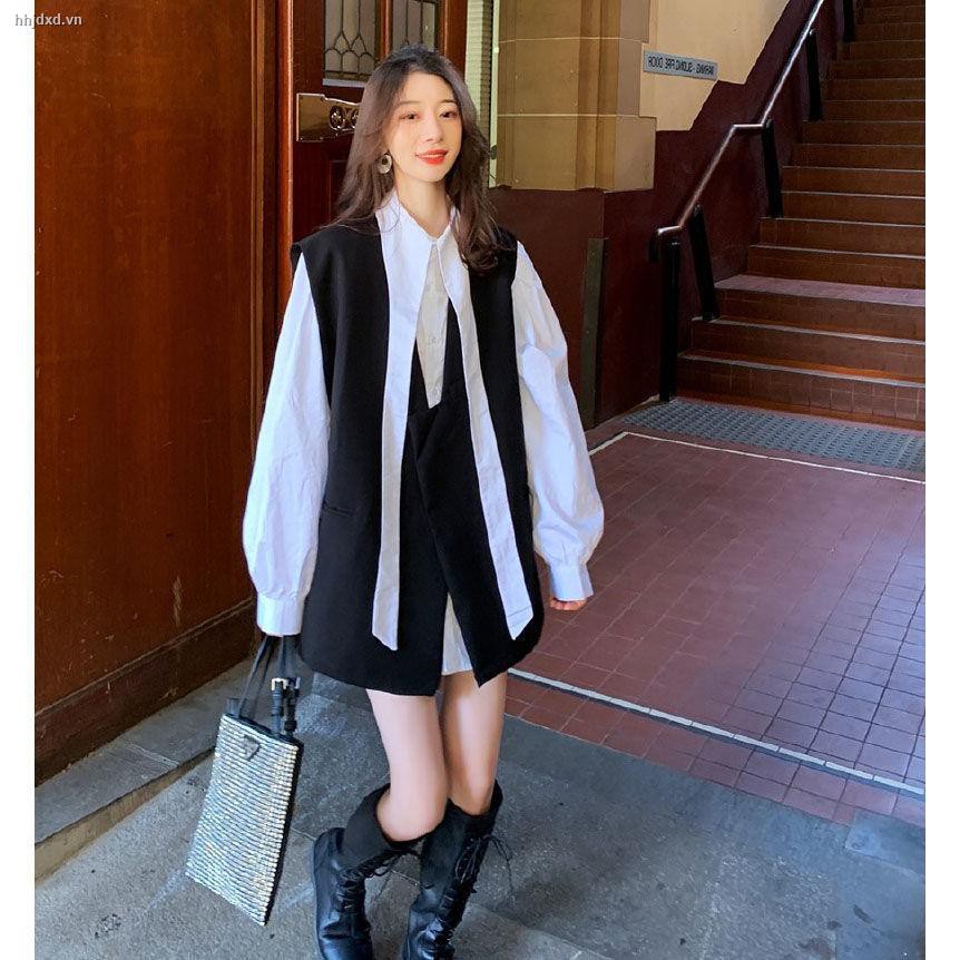 Set Áo Khoác Ghi Lê Và Áo Sơ Mi Dài Tay Phong Cách Thanh Lịch Dành Cho Nữ