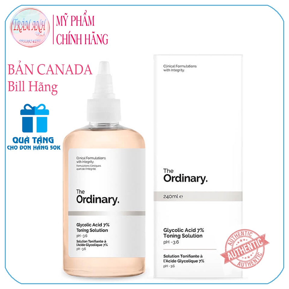 Toner tẩy da chết làm sạch Glycolic Acid 7% Toning Solution_The Ordinary