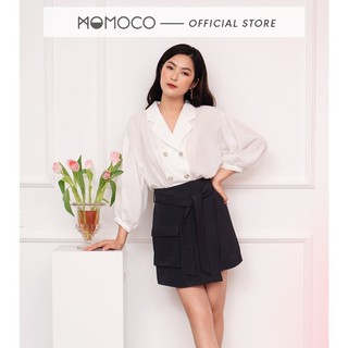 Áo Sơ Mi Nữ Dài Tay MOMOCO Thiết Kế Cổ Ve Vạt Chồng, Chất Liệu Thoáng Mát