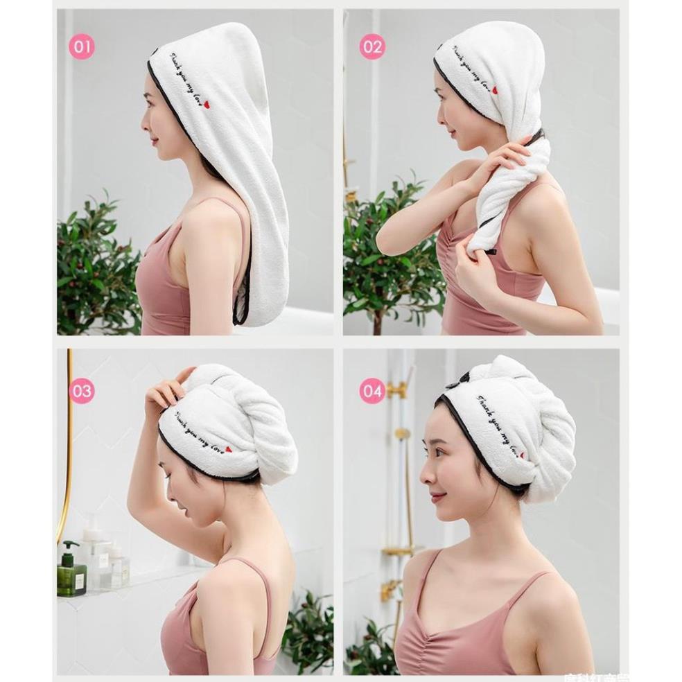 Khăn quấn tóc cài khuy siêu thấm nước mau khô - LADY