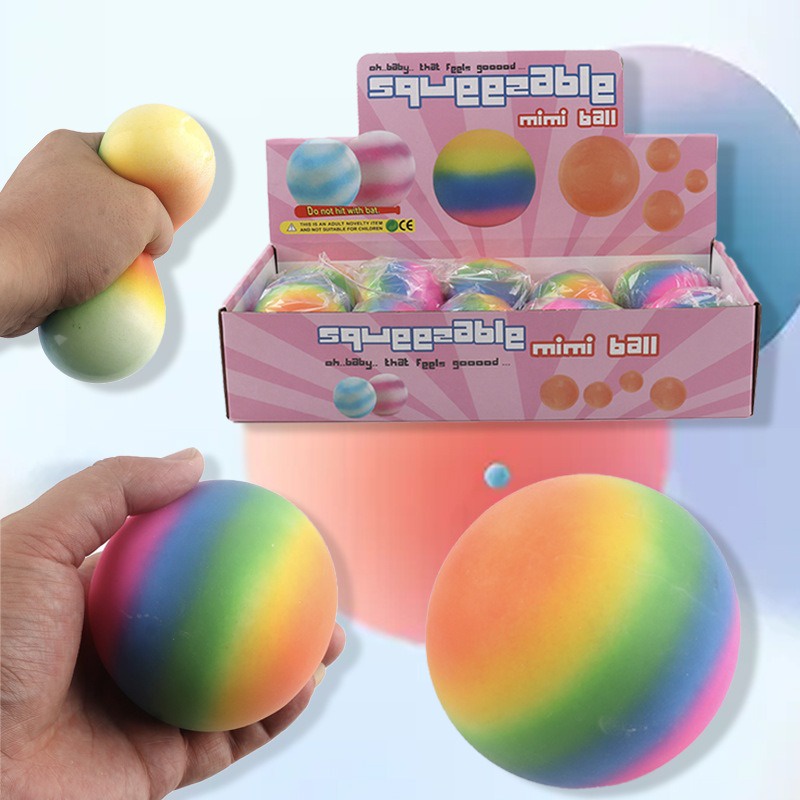 Squishy bóng cầu vồng 7 màu đồ chơi bóp tay mềm mịn dễ thương chân thực giảm stress co dãn