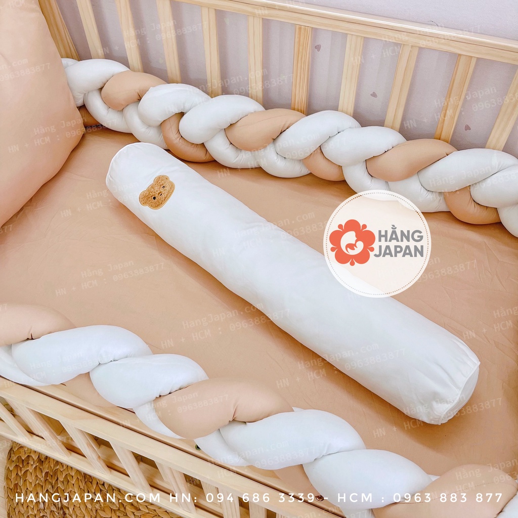 Gối ôm cho bé hoạ tiết caro thêu gấu phong cách Hàn Quốc