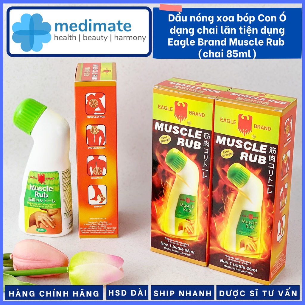 Dầu nóng xoa bóp Con Ó dạng chai lăn dễ sử dụng Eagle Brand Muscle Rub (chai 85ml)