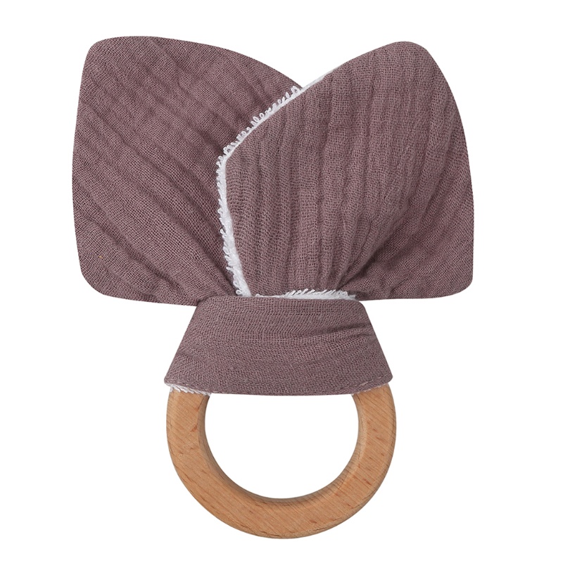 Đồ chơi gặm nướu hình tai thỏ chất liệu cotton mềm mại cho bé