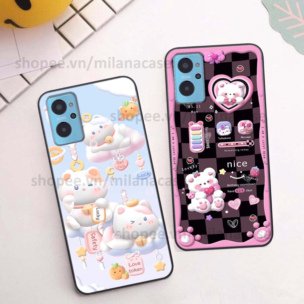 Ốp Realme 9i hình đồng hồ icon gấu mèo cute cực dễ thương ngộ nghĩnh