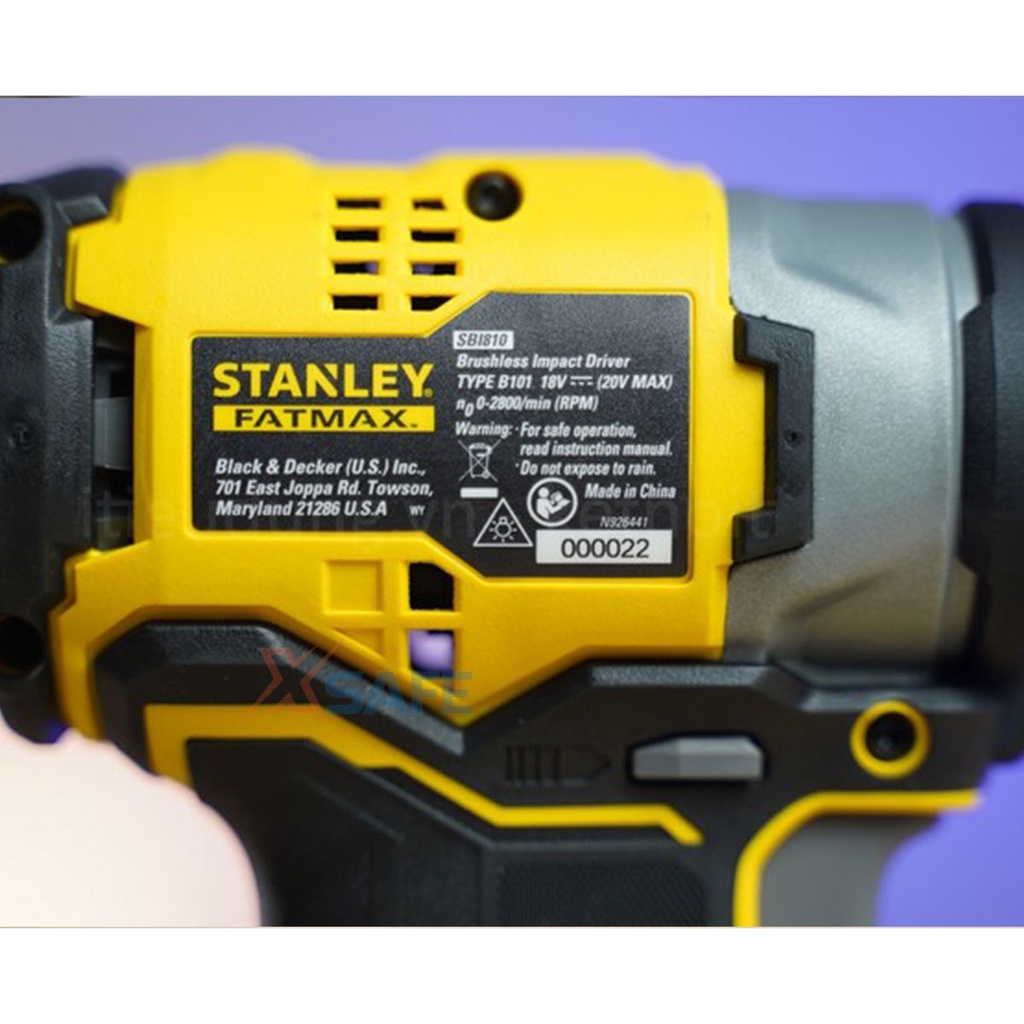 Máy siết vít không chổi than Stanley SBI810D2K-B1 máy vặn bu lông dùng pin 20V tặng kèm 2 pin 1 sạc công nghệ mới