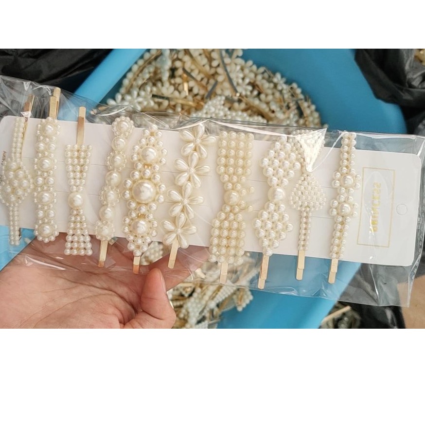 Bộ 10 Cặp Tóc Ngọc Trai Công Chúa Hàn Quốc Princess Mẫu Mới Đình Đám - Ngọc Trai Nhân Tạo Từ Nhựa Làm Ra