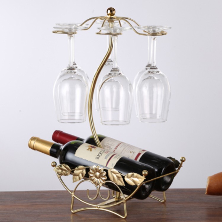 Kệ Vang ASKV02 để 2 chai vang và treo 6 ly trang trí bàn ăn & quầy bar, nhà bếp