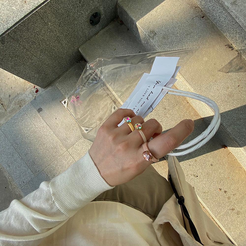 EXPEN Nhẫn Resin Hình Elip Phong Cách Retro Hàn Quốc Cho Nữ