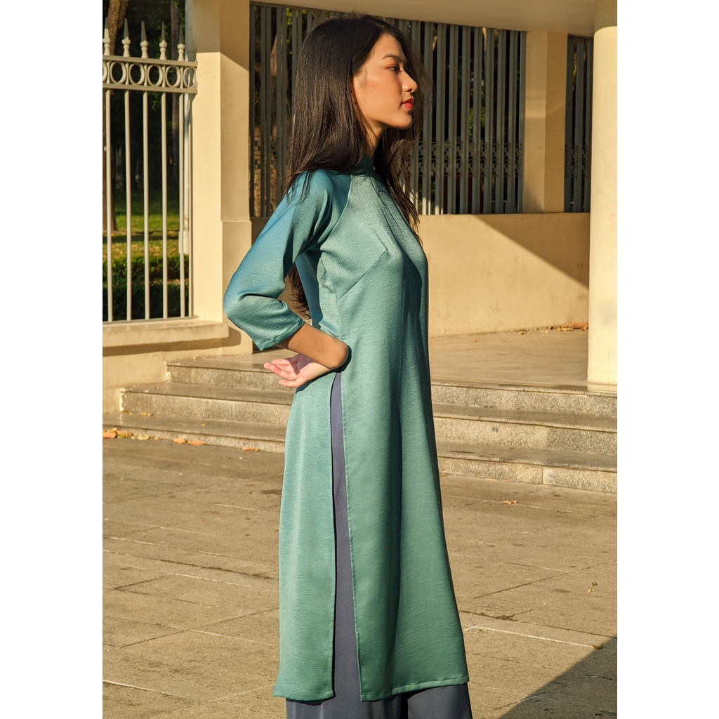 Set Áo Dài Rosemary Lụa Tây Thi Xanh Lam
