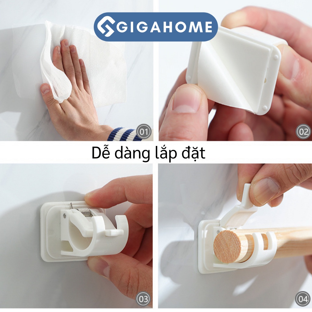 Bộ 2 Móc Dán Tường Giữ Thanh Treo Rèm Đa Năng GIGAHOME Chịu Lực 2-3.5kg 9480