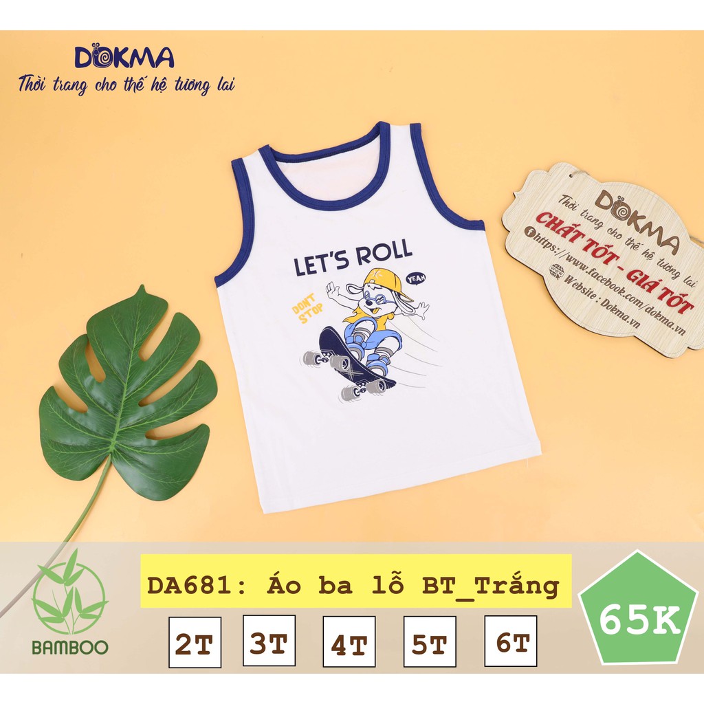 DA681 Áo ba lỗ viền cổ bé trai Dokma vải sợi tre (2-6T)