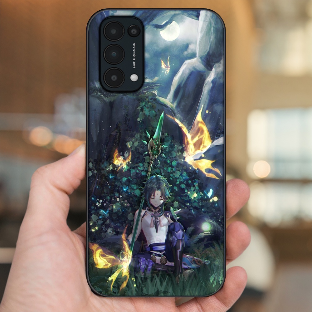 Ốp lưng Oppo Reno 5 viền đen in hình Xiao Genshin Impact