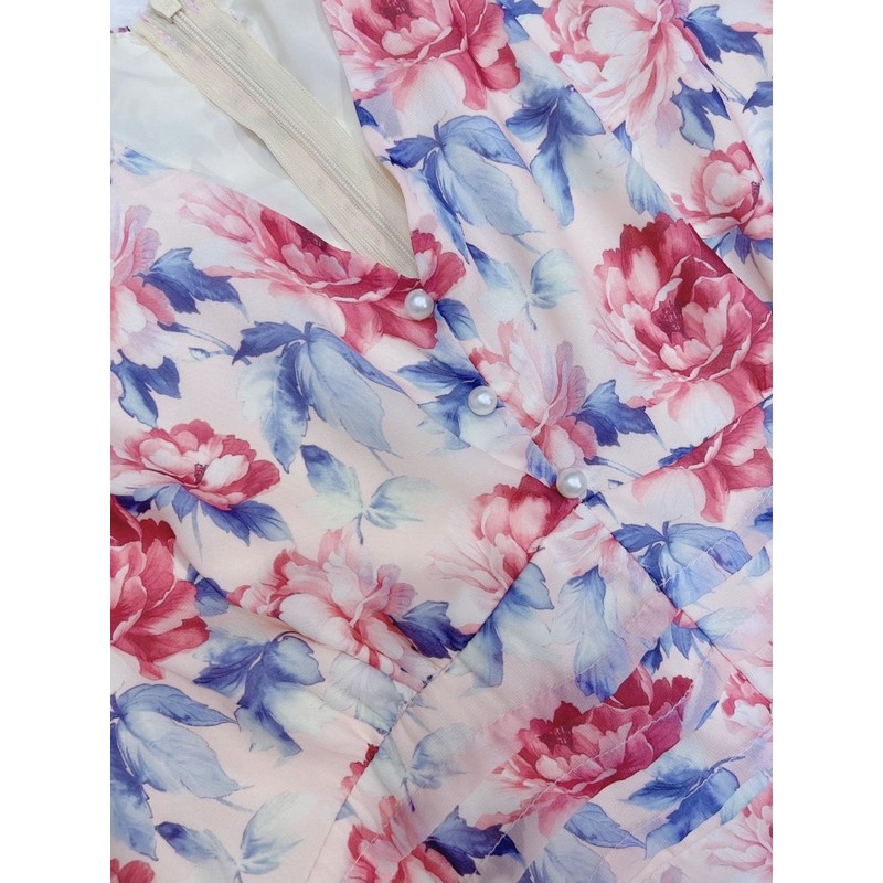 [Mã WASTMAY giảm 15% tối đa 30K đơn 150K] BÁN SỈ VÁY HOA HỒNG CỔ V LY EO CHO NỮ | BigBuy360 - bigbuy360.vn