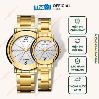 Đồng Hồ Đôi Nam Nữ Kim Loại Chính Hãng Chống Nước Độc Lạ Hấp Dẫn Dây Vàng Trắng Đồng Hồ Thảo HH28VT3 Halei 457