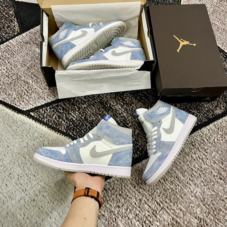 ✅shinnava✅Giày Jordan 1 cao cổ hyper royal xanh nỉ, Giày JD1 xanh nỉ cổ cao siêu hot 2021 Full Box Bill
