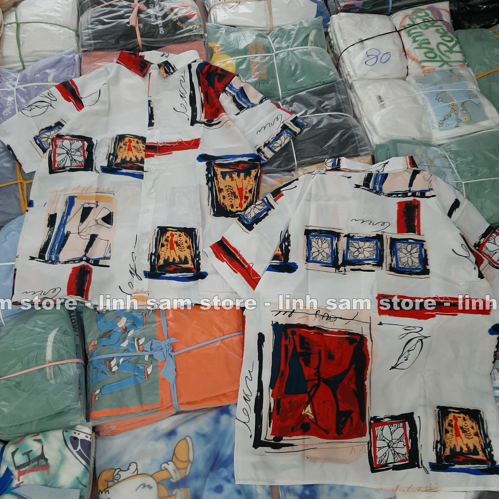 Áo sơ mi nữ in 3D cổ bẻ tay ngắn - lỡ dáng ulzzang freesize form rộng unisex mặc cặp, nhóm, in HÌNH VINTAGE Ô TRANH | BigBuy360 - bigbuy360.vn