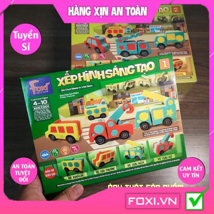 Xếp hình sáng tạo Foxi-Đồ chơi trẻ em-lắp ráp thông minh-tăng tư duy logic-tập trung cao độ-Trẻ học về màu sắc&amp;hình khối